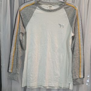 #37 PINK Victoria's Secret Heather Gray and White Top